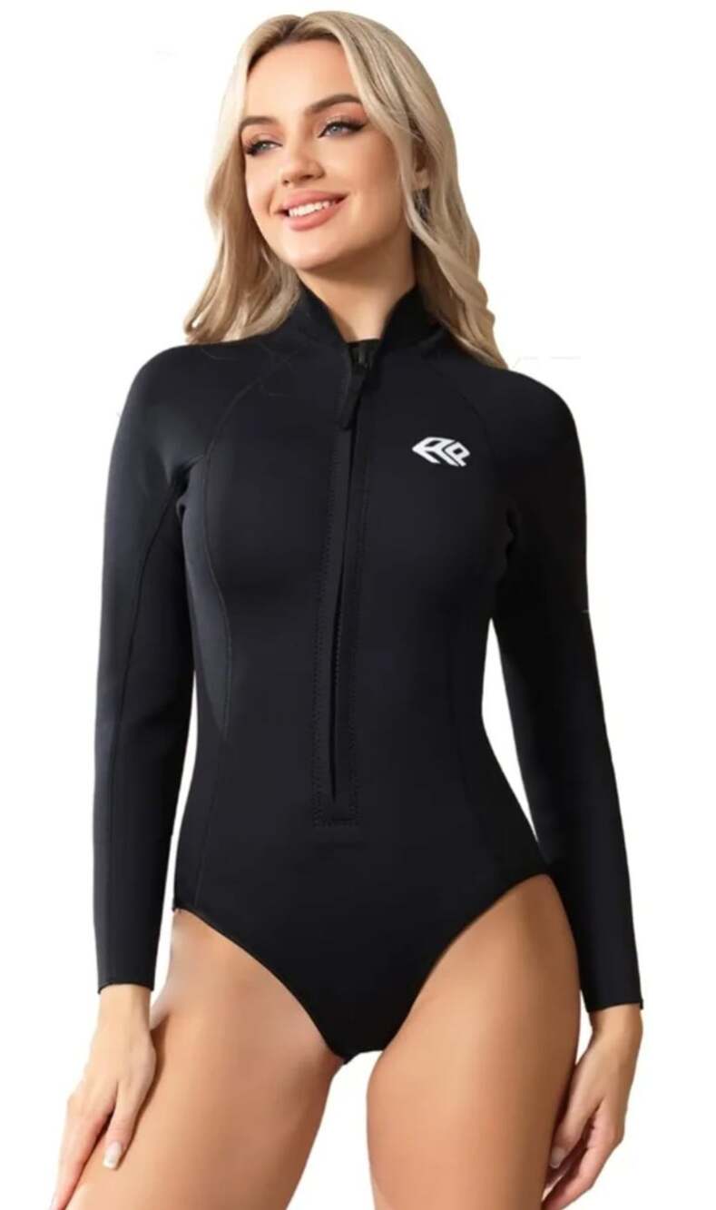 NWT,AnParc Women's 3mm Neoprene Long Sleeve Front Zip Spring Wetsuit,XS